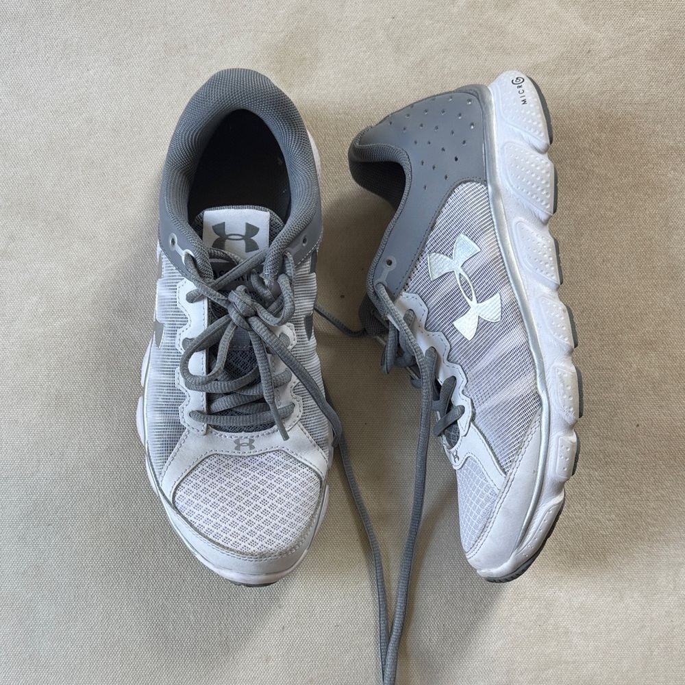 Under Armour White and Gray Running Shoes